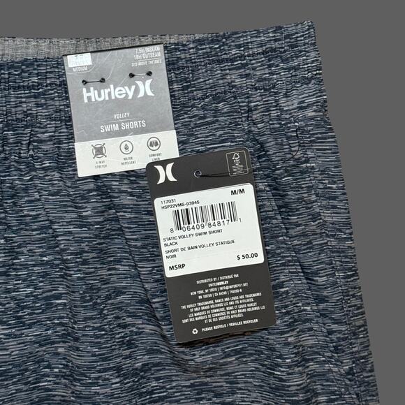 Hurley Static Volley Swim Short Size M Black NWT HSP22VMS-03945 - Picture 4 of 7